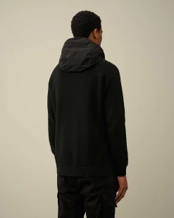 C.P. Company Cotton Mixed Hooded Knit Black Sale