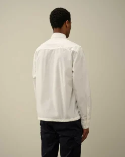 C.P. Company Cotton Popeline Overshirt Gauze White Hot