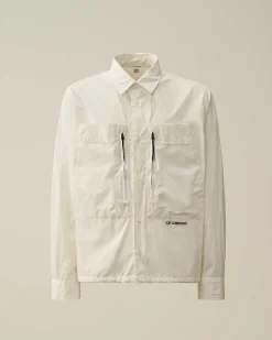 C.P. Company Cotton Popeline Overshirt Gauze White Hot