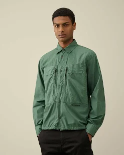 C.P. Company Cotton Popeline Overshirt Duck Green Sale