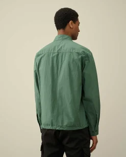 C.P. Company Cotton Popeline Overshirt Duck Green Sale