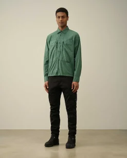 C.P. Company Cotton Popeline Overshirt Duck Green Sale
