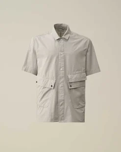 C.P. Company Cotton Popeline Pocket Shirt Drizzle Grey Best Sale