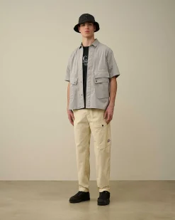 C.P. Company Cotton Popeline Pocket Shirt Drizzle Grey Best Sale