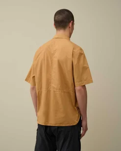 C.P. Company Cotton Popeline Pocket Shirt Pastry Shell-Orange Shop