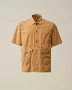 C.P. Company Cotton Popeline Pocket Shirt Pastry Shell-Orange Shop