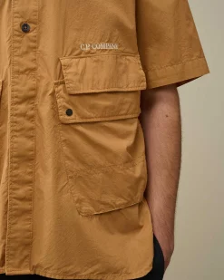 C.P. Company Cotton Popeline Pocket Shirt Pastry Shell-Orange Shop
