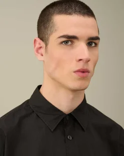 C.P. Company Cotton Popeline Short Sleeved Shirt Black Store