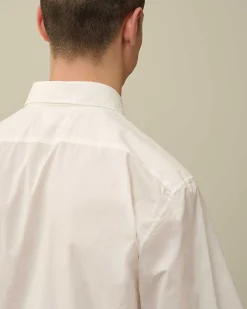 C.P. Company Cotton Popeline Short Sleeved Shirt Gauze White Flash Sale