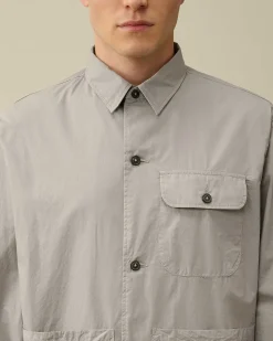 C.P. Company Cotton Popeline Workwear Shirt Drizzle Grey Store