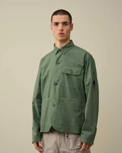 C.P. Company Cotton Popeline Workwear Shirt Duck Green Online