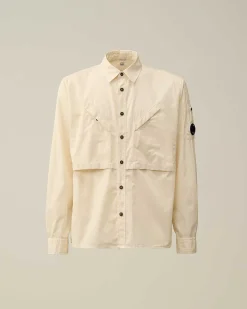 C.P. Company Cotton Rip-Stop Pocket Shirt Pistachio Shell-Beige Cheap