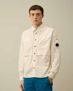 C.P. Company Cotton Rip-Stop Pocket Shirt Pistachio Shell-Beige Cheap