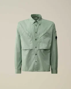 C.P. Company Cotton Rip-Stop Pocket Shirt Green Bay Outlet