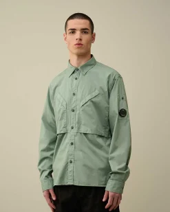 C.P. Company Cotton Rip-Stop Pocket Shirt Green Bay Outlet