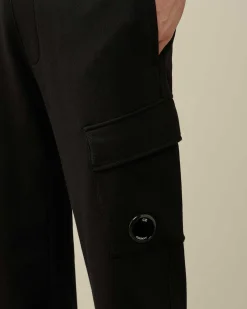 C.P. Company Diagonal Raised Fleece Cargo Sweatpants Black Best Sale