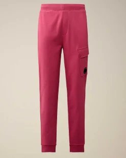 C.P. Company Diagonal Raised Fleece Cargo Sweatpants Red Bud Fashion