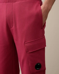 C.P. Company Diagonal Raised Fleece Cargo Sweatpants Red Bud Fashion