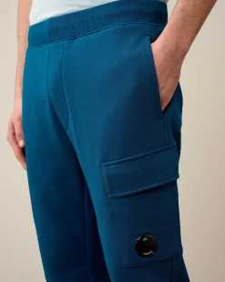 C.P. Company Diagonal Raised Fleece Cargo Sweatpants Ink Blue Best Sale