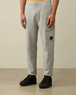 C.P. Company Diagonal Raised Fleece Cargo Sweatpants Grey Melange Clearance