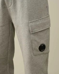 C.P. Company Diagonal Raised Fleece Cargo Sweatpants Grey Melange Clearance