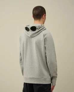 C.P. Company Diagonal Raised Fleece Goggle Hoodie Grey Melange Flash Sale