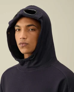 C.P. Company Diagonal Raised Fleece Goggle Hoodie Total Eclipse-Blue Sale