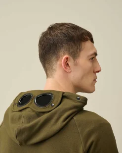 C.P. Company Diagonal Raised Fleece Goggle Hoodie Ivy Green Best