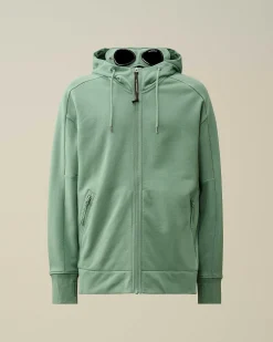C.P. Company Diagonal Raised Fleece Goggle Zipped Hoodie Green Bay Store