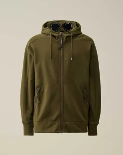 C.P. Company Diagonal Raised Fleece Goggle Zipped Hoodie Ivy Green Online
