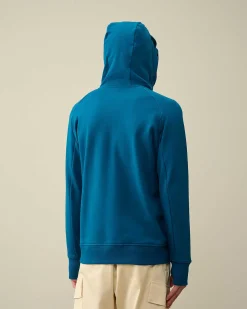 C.P. Company Diagonal Raised Fleece Goggle Zipped Hoodie Ink Blue New