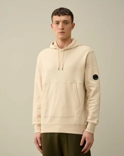 C.P. Company Diagonal Raised Fleece Hoodie Pistachio Shell-Beige New