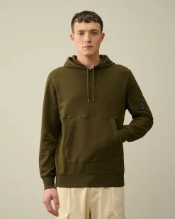 C.P. Company Diagonal Raised Fleece Hoodie Ivy Green Outlet