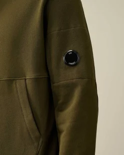 C.P. Company Diagonal Raised Fleece Hoodie Ivy Green Outlet