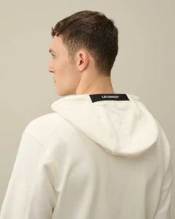 C.P. Company Diagonal Raised Fleece Hoodie Gauze White Outlet