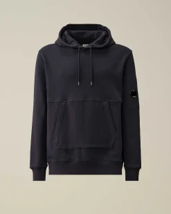 C.P. Company Diagonal Raised Fleece Hoodie Total Eclipse-Blue Online