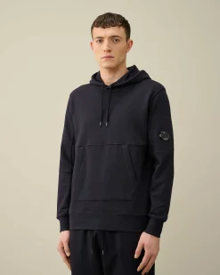 C.P. Company Diagonal Raised Fleece Hoodie Total Eclipse-Blue Online