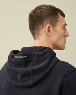 C.P. Company Diagonal Raised Fleece Hoodie Total Eclipse-Blue Online
