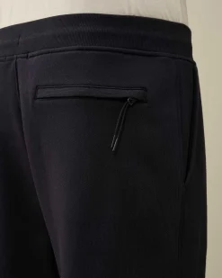 C.P. Company Diagonal Raised Fleece Logo Sweatpants Total Eclipse-Blue Best