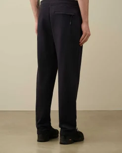 C.P. Company Diagonal Raised Fleece Logo Sweatpants Total Eclipse-Blue Best