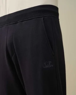 C.P. Company Diagonal Raised Fleece Logo Sweatpants Total Eclipse-Blue Best