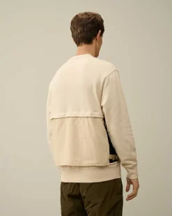C.P. Company Diagonal Raised Fleece Mixed Detachable Sweatshirt Pistachio Shell-Beige Best