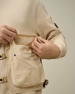 C.P. Company Diagonal Raised Fleece Mixed Detachable Sweatshirt Pistachio Shell-Beige Best