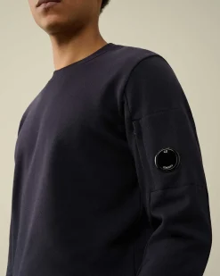 C.P. Company Diagonal Raised Fleece Sweatshirt Total Eclipse-Blue Online