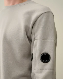 C.P. Company Diagonal Raised Fleece Sweatshirt Drizzle Grey Clearance
