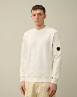 C.P. Company Diagonal Raised Fleece Sweatshirt Gauze White Outlet