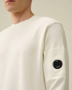 C.P. Company Diagonal Raised Fleece Sweatshirt Gauze White Outlet