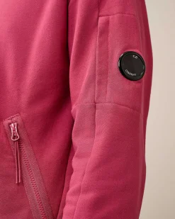 C.P. Company Diagonal Raised Fleece Zipped Sweatshirt Red Bud Online