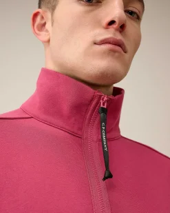 C.P. Company Diagonal Raised Fleece Zipped Sweatshirt Red Bud Online