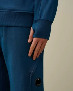 C.P. Company Diagonal Raised Fleece Zipped Sweatshirt Ink Blue Clearance
